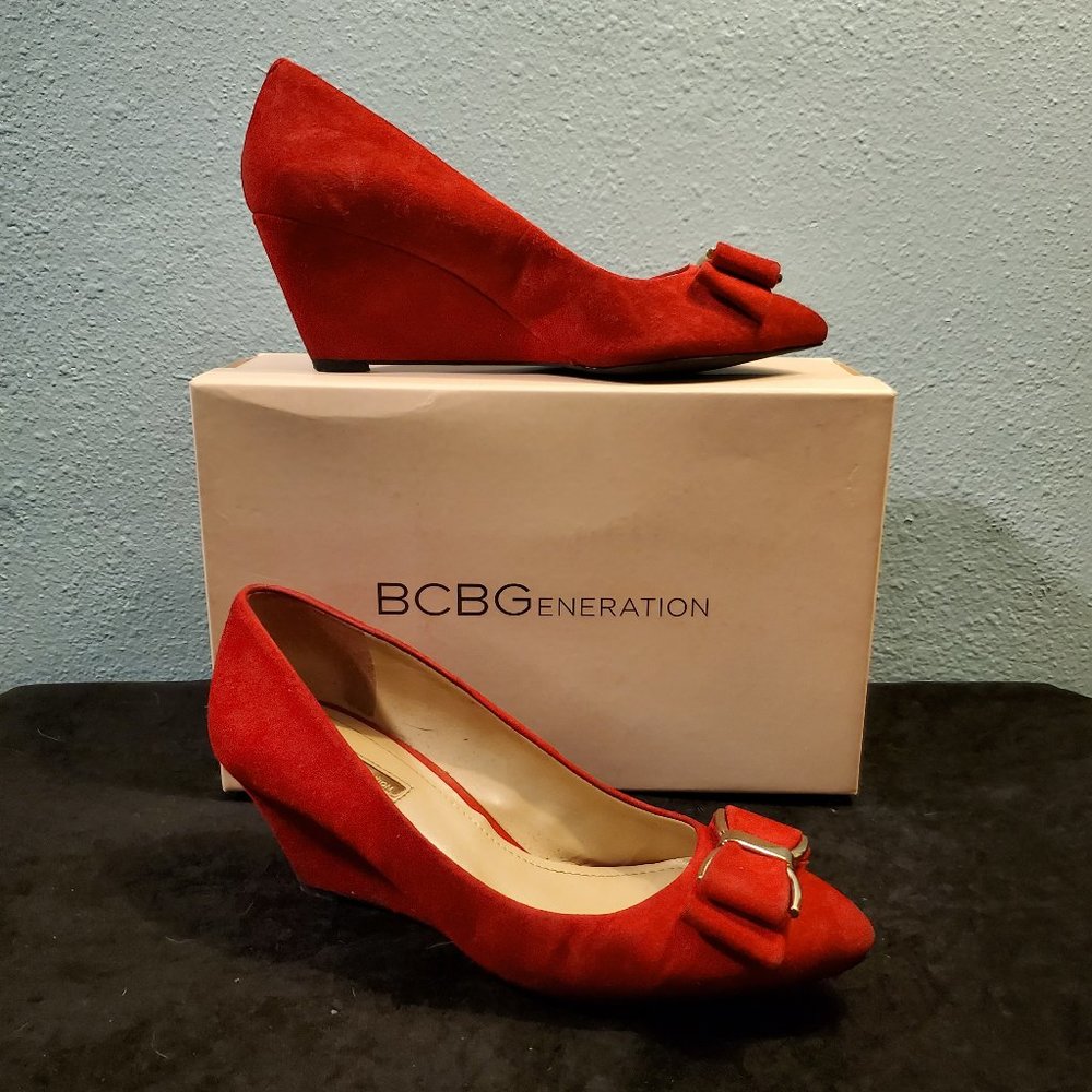 BCBG Generation - Alek Red Suede Wedges 9M